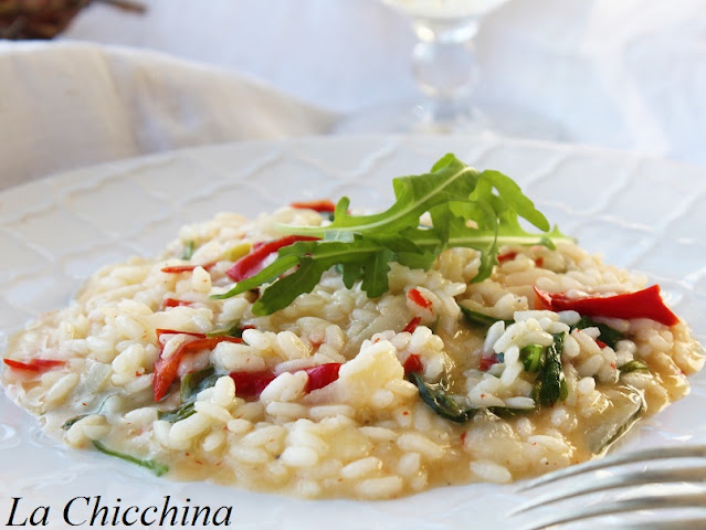 RISOTTO CON PEPERONI DOLCI, RUCOLA E TOMA GIOVANE